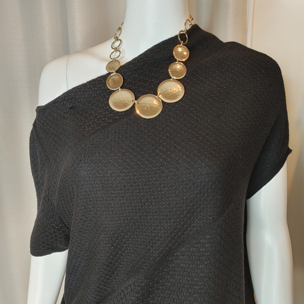 ANTHROPOLOGIE MOTH ASYMETRICAL OFF SHOULDER SWEATER, BLACK S - Picture 1 of 9